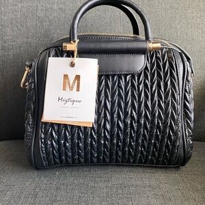 Black Quilted Women's Bag Crossbody Strap Vegan Leather Gold Hardware NWT